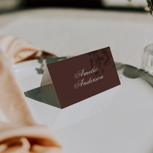 Fancy Chocolate Brown Old Money Wedding Place Card