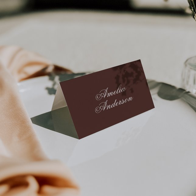 Fancy Chocolate Brown Old Money Wedding Place Card (Creator Uploaded)