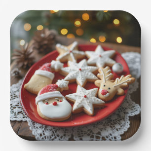 Fancy Christmas Cookies Paper Plates