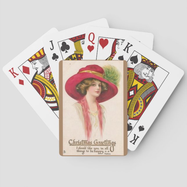Fancy Christmas Lady Poker Cards (Back)