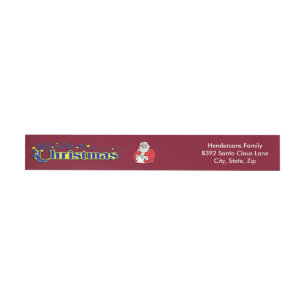 Fancy Christmas Text and Santa Address Label