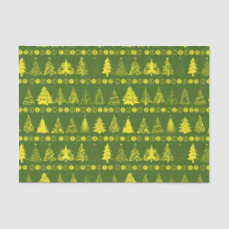 Fancy Christmas Tree Green Yellow Tissue Paper