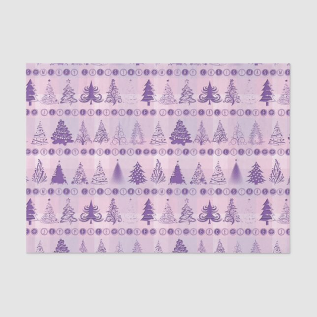 Fancy Christmas Tree Pink Tissue Paper (Front)