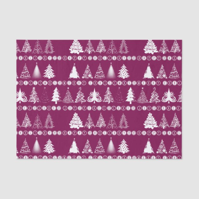 Fancy Christmas Tree Purple Tissue Paper (Front)