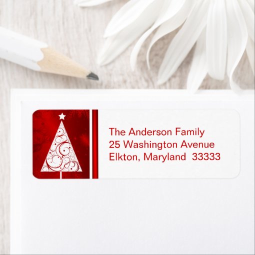 Fancy Christmas Tree Return Address Labels Zazzle