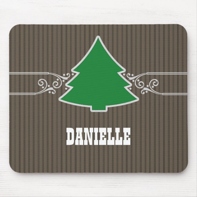 Fancy Christmas Tree Swirls Mousepad (Front)