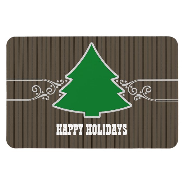 Fancy Christmas Tree Swirls Premium Magnet (Horizontal)