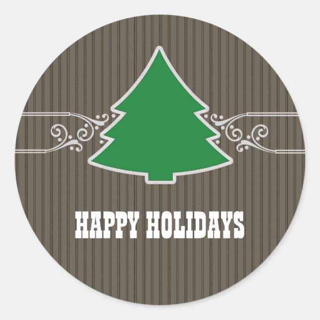 Fancy Christmas Tree Swirls Stickers (Front)