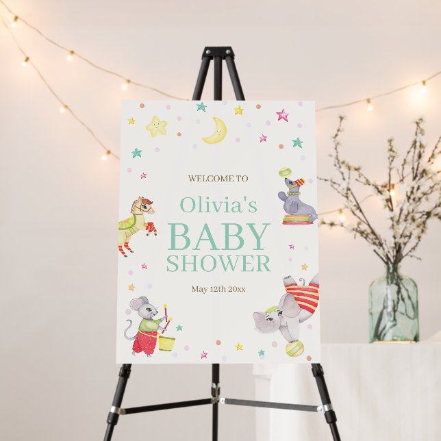 Fancy Circus Animals Baby Shower Welcome Sign (In Situ (Stand))