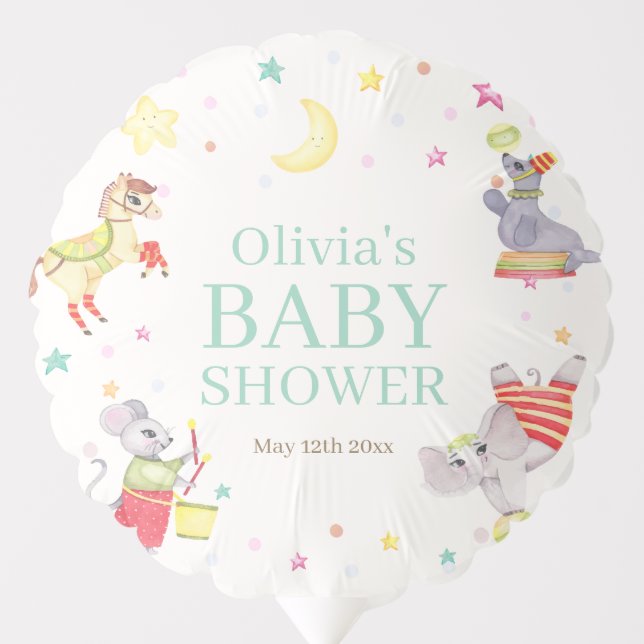 Fancy Circus Carnival Animals Baby Shower Balloon (Front)