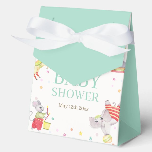 Fancy Circus Carnival Animals Baby Shower Favor Boxes (Front)