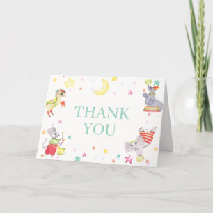 Fancy Circus Carnival Animals Baby Shower Letterpress Thank You Card