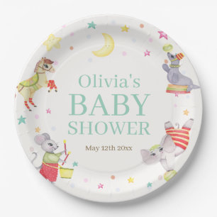 Fancy Circus Carnival Animals Baby Shower Paper Plates