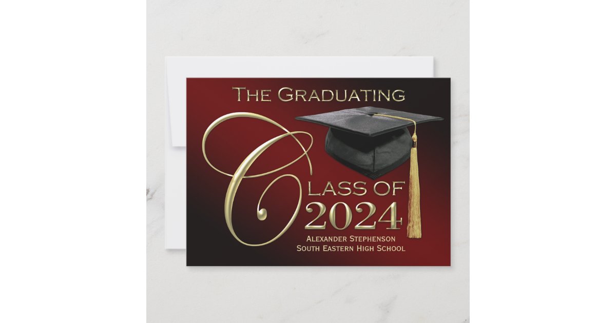 Fancy Class of 2024 Maroon Graduation Announcement Zazzle