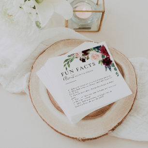 Fancy Classic Brown Trivia Fun Facts Wedding Napkins