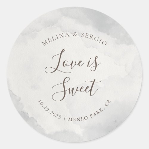 Fancy Classic Brown Wedding Love is Sweet    Classic Round Sticker