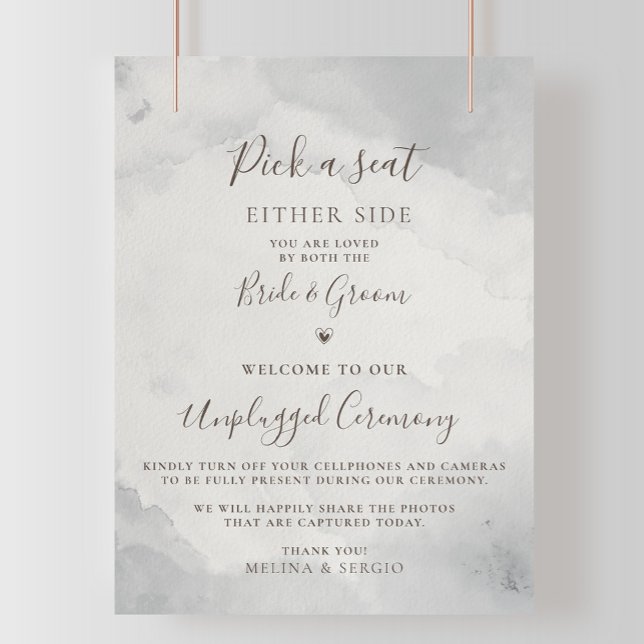 Fancy Classic Brown Wedding Unplugged Ceremony  Poster (Creator Uploaded)
