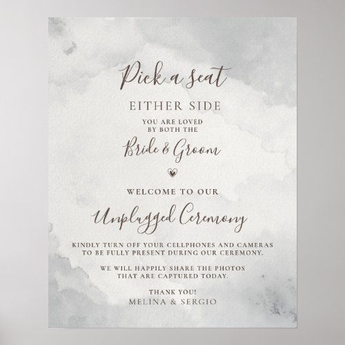 Fancy Classic Brown Wedding Unplugged Ceremony  Poster