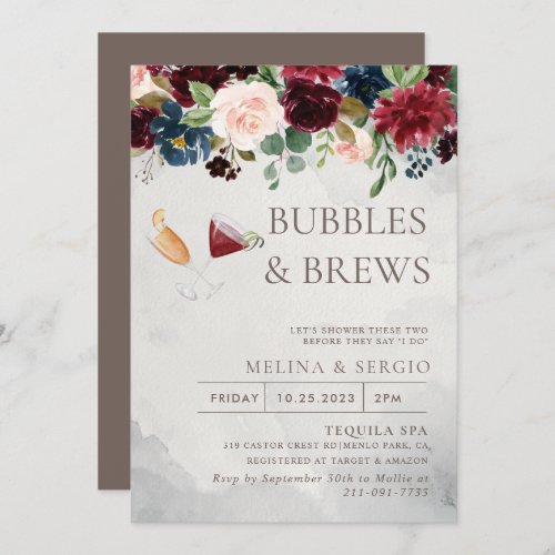 Fancy Classic Bubbles  Brews Bridal shower    Invitation