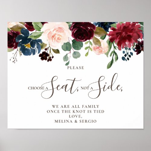 Fancy Classic Choose a Seat Not a Side Wedding  Poster