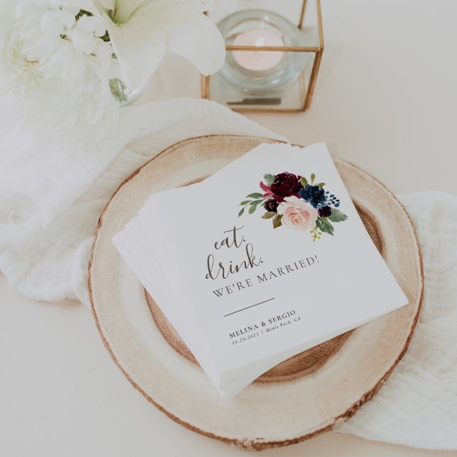 Fancy Classic Eat Drink We're Married Wedding  Napkins (Creator Uploaded)