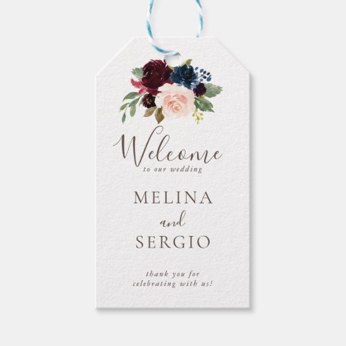 Fancy Classic Flower Peony flowers Wedding Welcome Gift Tags