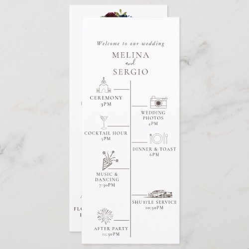 Fancy Classic Flowers Timeline Wedding Program