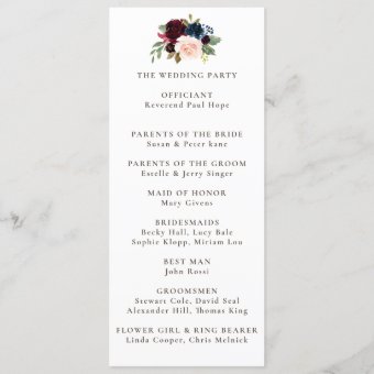 Fancy Classic Flowers Timeline Wedding Program | Zazzle