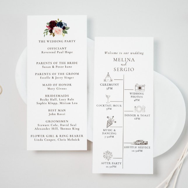 Fancy Classic Flowers Timeline Wedding Program (Creator Uploaded)
