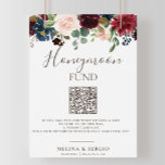 Fancy Classic Flowers Wedding Honeymoon Fund Poster<br><div class="desc">Compliment your rustic wedding event with this fancy classic flowers wedding honeymoon fund. The design features beautiful hand-painted pink,  blush,  blue,  navy and burgundy flowers with green leaves,  neatly grouped into elegant bouquets to embellish your event invitation cards.</div>