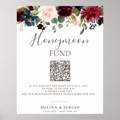 Fancy Classic Flowers Wedding Honeymoon Fund Poster