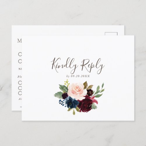 Fancy Classic Flowers Wedding Menu Choice Reply