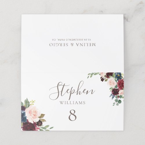 Fancy Classic Flowers Wedding  Place Card