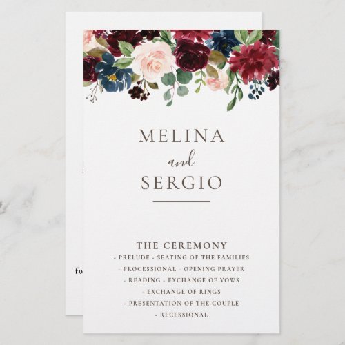 Fancy Classic Flowers Wedding program