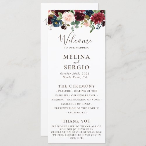 Fancy Classic Flowers Wedding Program