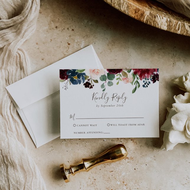 Fancy Classic Flowers Wedding RSVP Card (Creator Uploaded)
