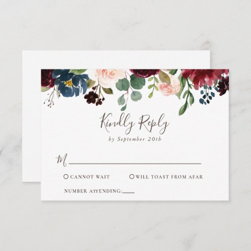 Fancy Classic Flowers Wedding RSVP Card