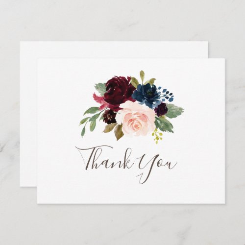 Fancy Classic Flowers Wedding  Thank You Card