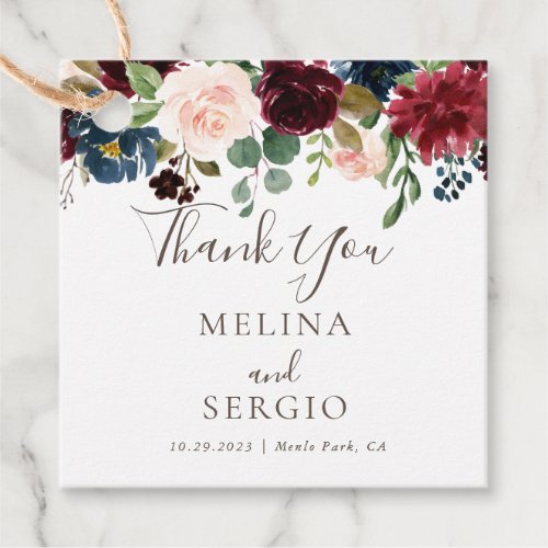 Fancy Classic Flowers Wedding Thank You   Favor Tags