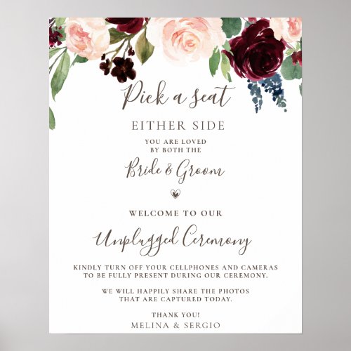 Fancy Classic Flowers Wedding Unplugged Ceremony   Poster