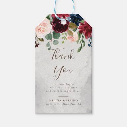 Fancy Classic Roses Flowers Wedding Thank You  Gift Tags