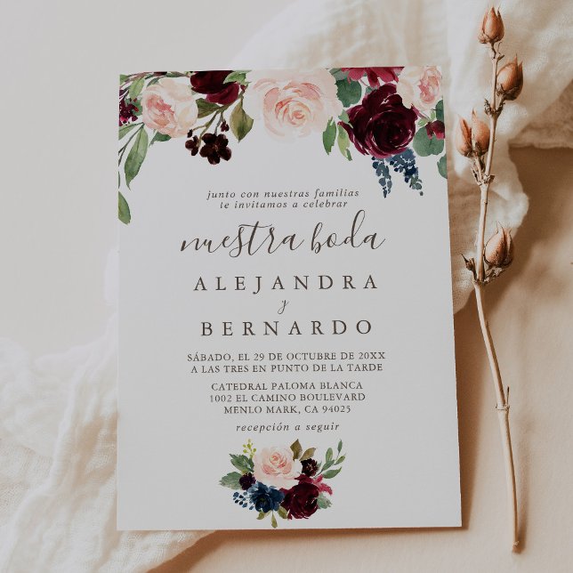 Fancy Classic Roses Nuestra Boda Invitation (Creator Uploaded)