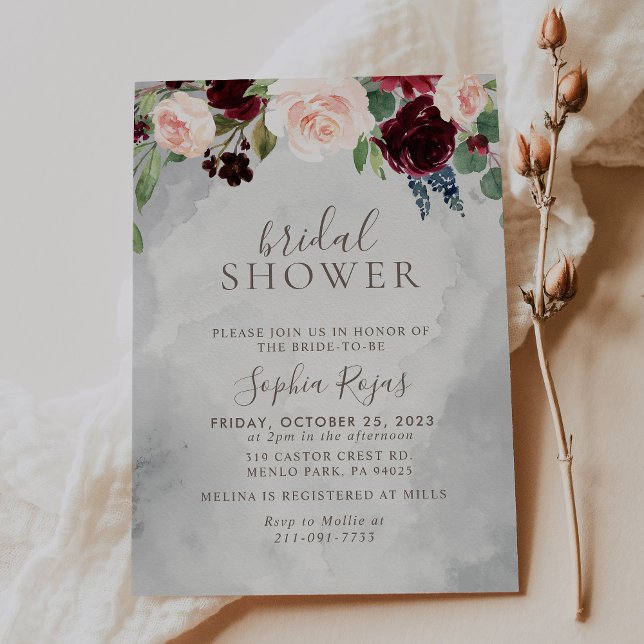 Fancy Classic Roses Peony flowers Bridal shower  Invitation (Creator Uploaded)