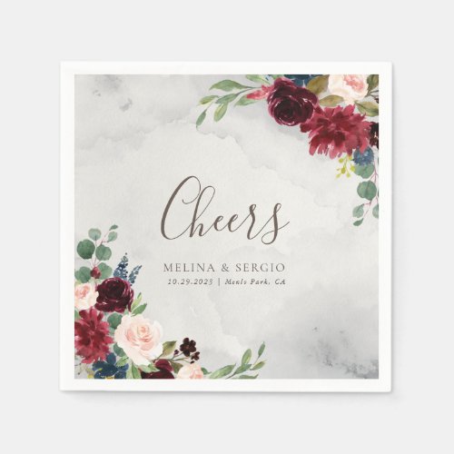 Fancy Classic Roses Peony flowers Wedding Cheers  Napkins