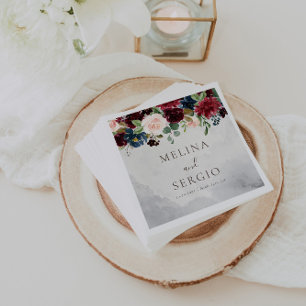 Fancy Classic Roses Peony Flowers Wedding Napkins