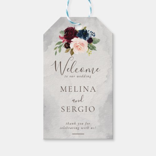 Fancy Classic Roses Peony Flowers Wedding Welcome Gift Tags