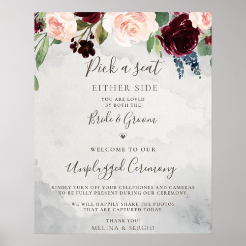 Fancy Classic Roses Wedding Unplugged Ceremony  Poster