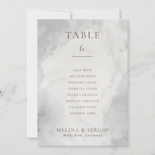 Fancy Classic Wedding Table 6 Seating Chart Card