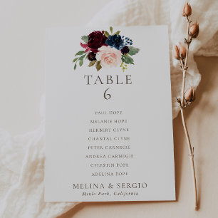 Fancy Classic Wedding Table 6 Seating Chart Card