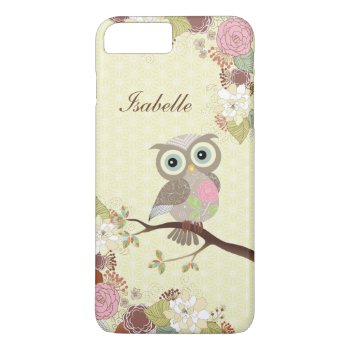 Fancy Cocking Head Owl In Flowers Iphone 7 Plus Iphone 8 Plus/7 Plus Case by kazashiya at Zazzle